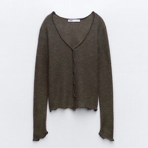 NWT Zara Rolled Edge Wool Blend Cardigan l M